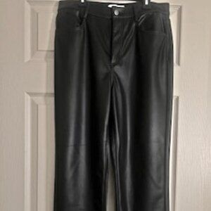 LOFT Petite Black Faux Leather Woman's Pants - Straight Leg - 8